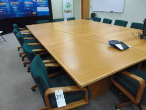 (Lot) (6) Tables w/ (15) Green Chairs &